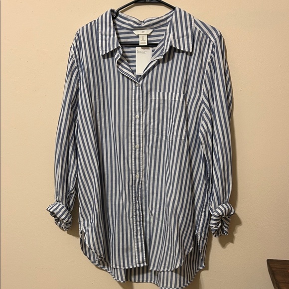 H&M Tops - H&M Blue and White Striped Button-Down Shirt